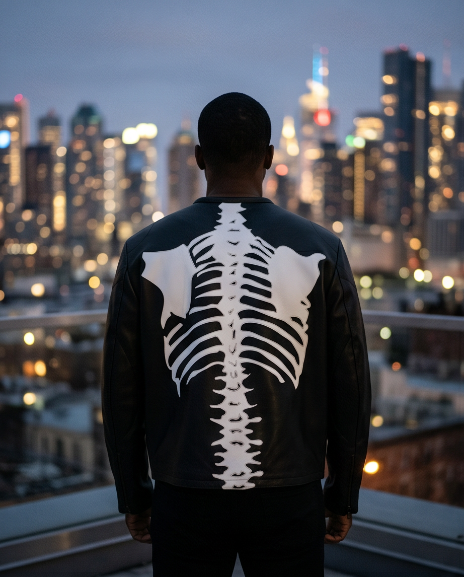 Vanson Leathers Limited Bone Skeleton Men's Jacket