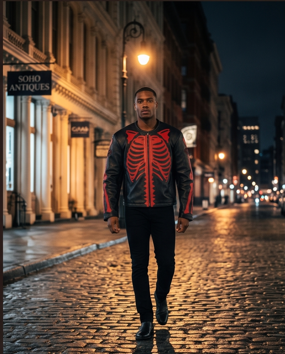 Vanson Leathers Limited Bone Skeleton Men's Jacket