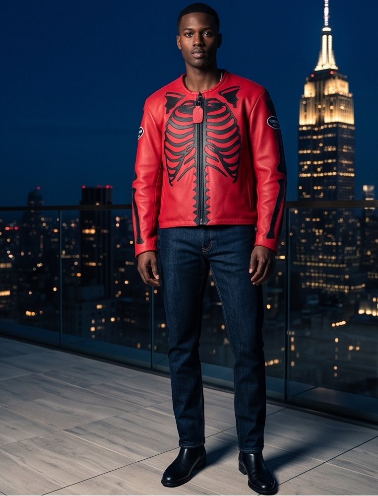Vanson Leathers Limited Bone Skeleton Men's Jacket