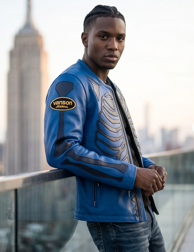 Vanson Leathers Limited Bone Skeleton Men's Jacket