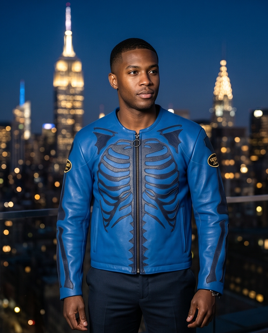 Vanson Leathers Limited Bone Skeleton Men's Jacket