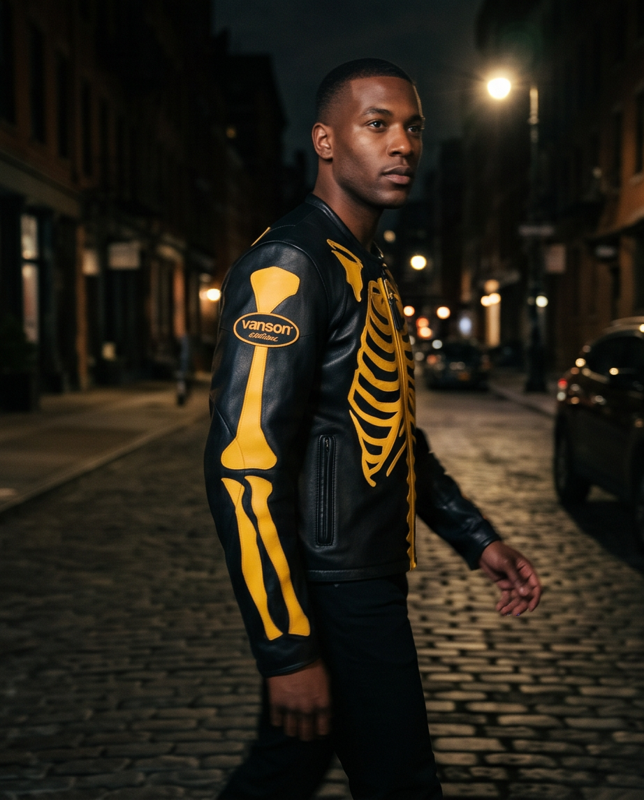 Vanson Leathers Limited Bone Skeleton Men's Jacket
