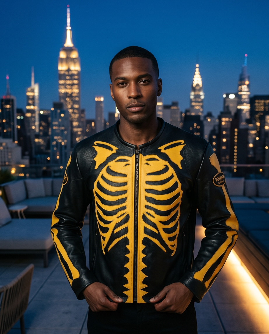 Vanson Leathers Limited Bone Skeleton Men's Jacket