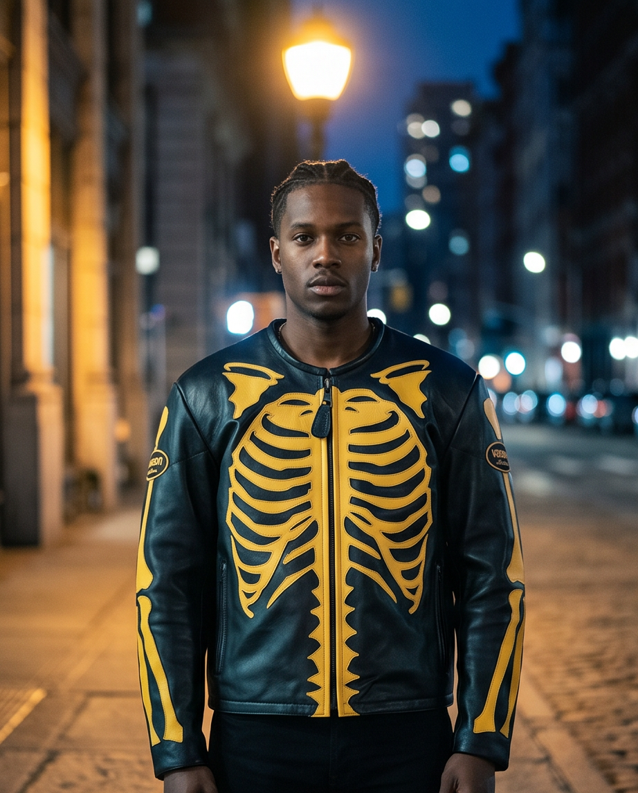 Vanson Leathers Limited Bone Skeleton Men's Jacket