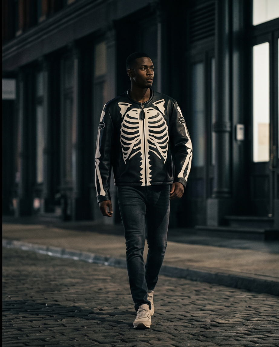 Vanson Leathers Limited Bone Skeleton Men's Jacket