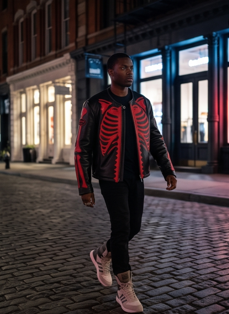 Vanson Leathers Limited Bone Skeleton Men's Jacket