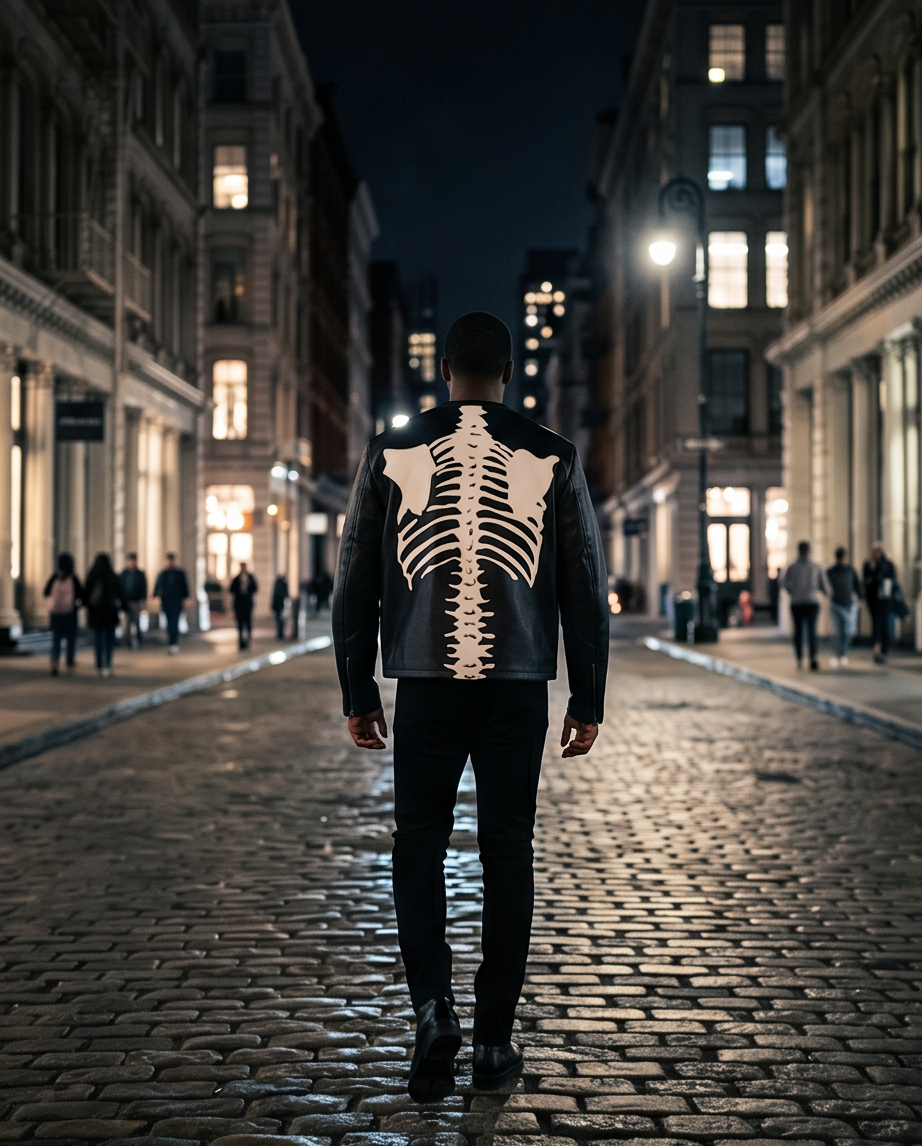 Vanson Leathers Limited Bone Skeleton Men's Jacket