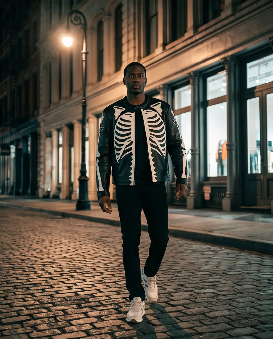 Vanson Leathers Limited Bone Skeleton Men's Jacket