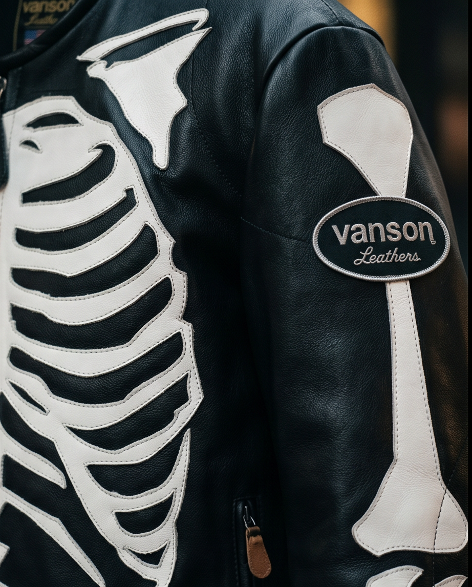 Vanson Leathers Limited Bone Skeleton Men's Jacket