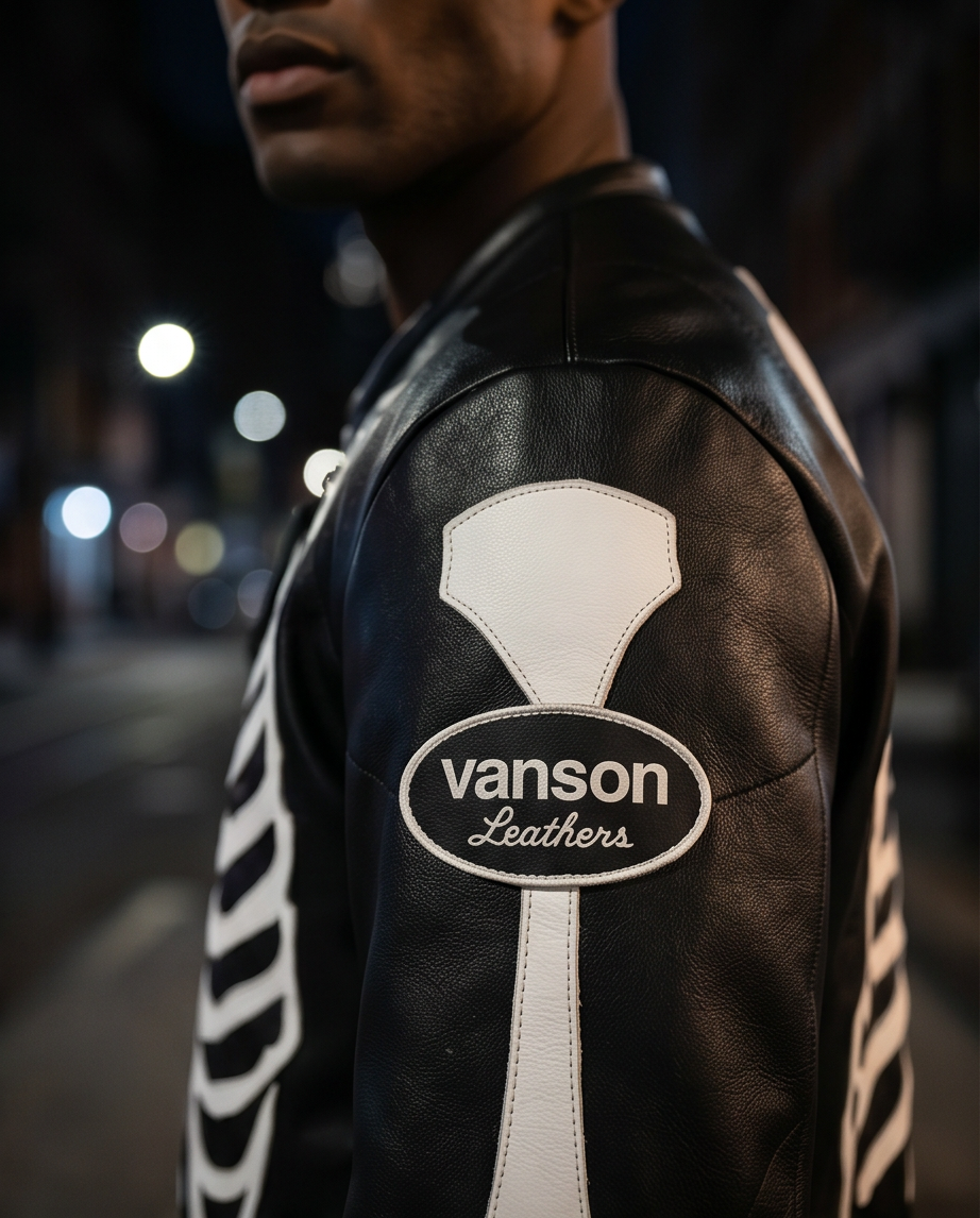 Vanson Leathers Limited Bone Skeleton Men's Jacket