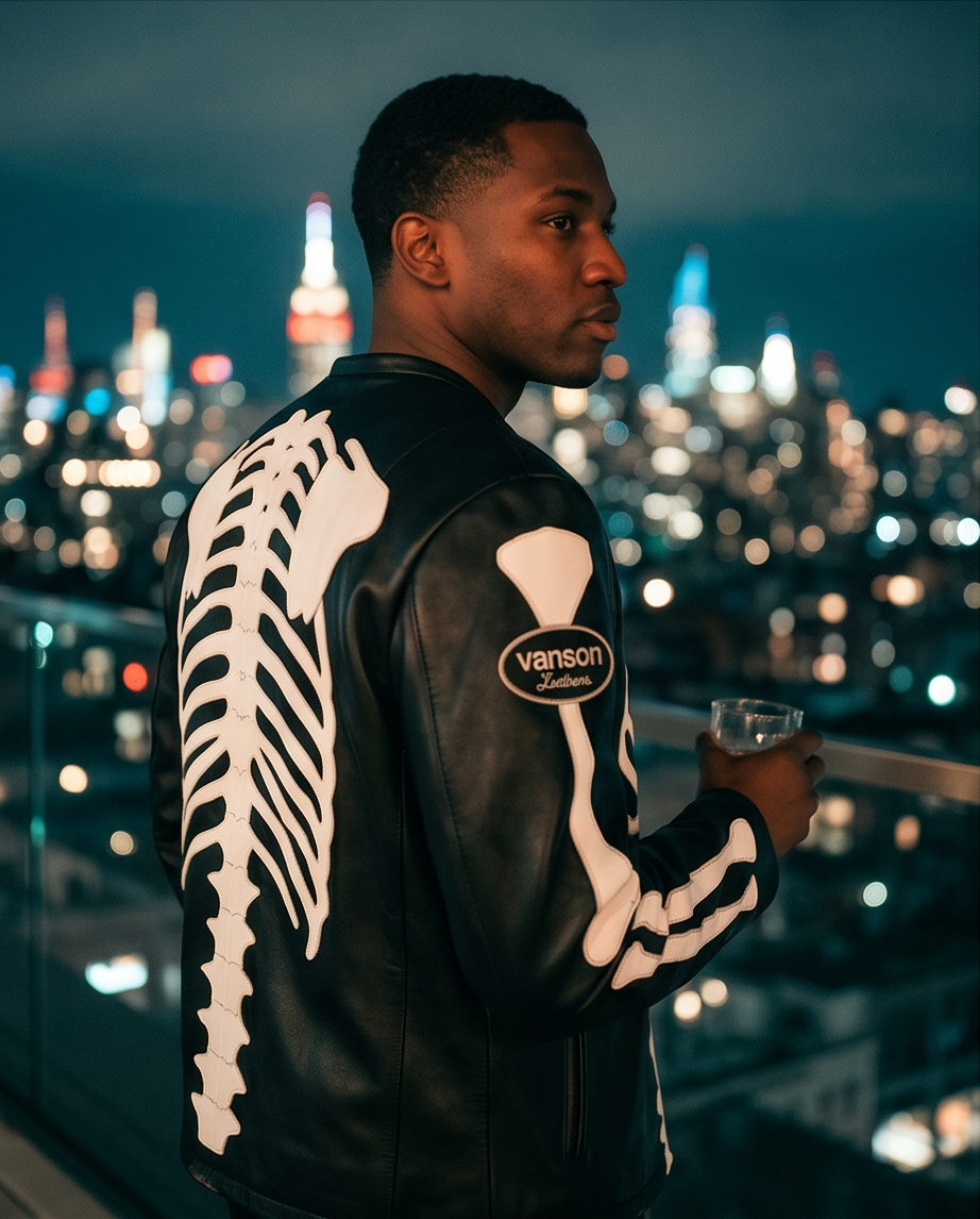 Vanson Leathers Limited Bone Skeleton Men's Jacket