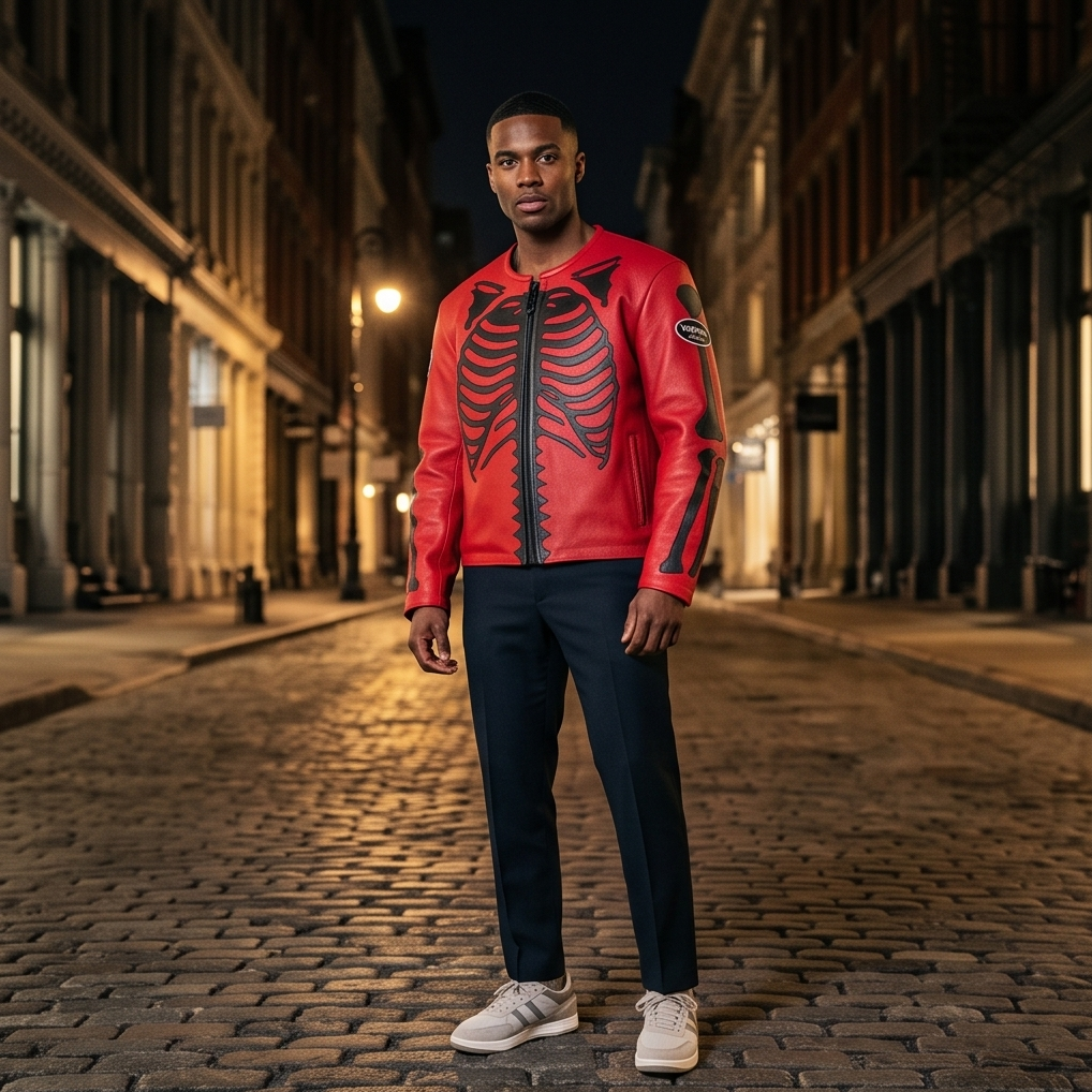 Vanson Leathers Limited Bone Skeleton Men's Jacket