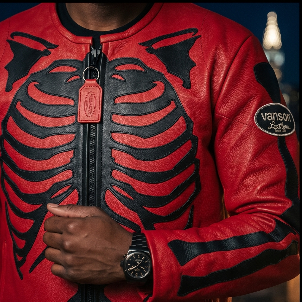 Vanson Leathers Limited Bone Skeleton Men's Jacket