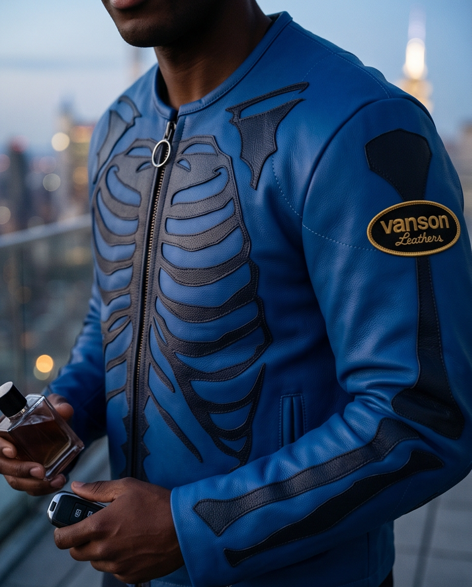 Vanson Leathers Limited Bone Skeleton Men's Jacket