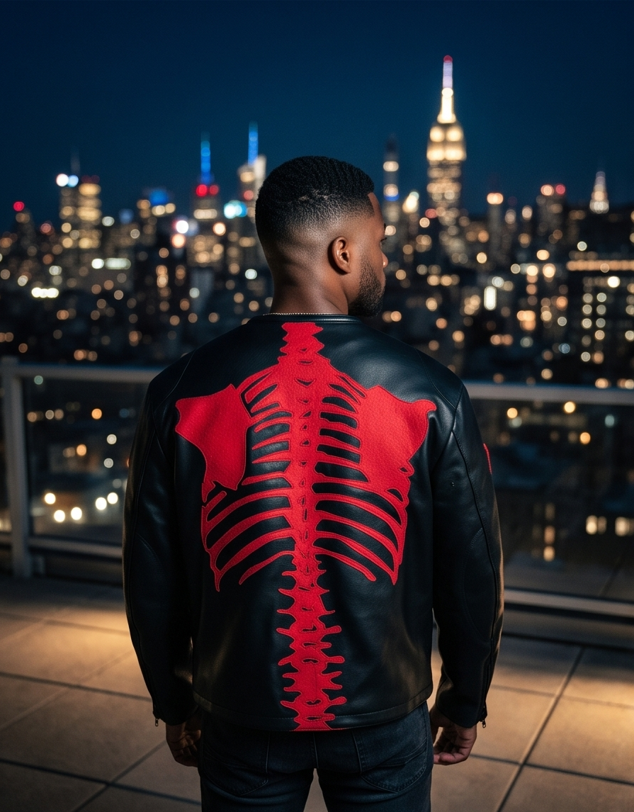 Vanson Leathers Limited Bone Skeleton Men's Jacket