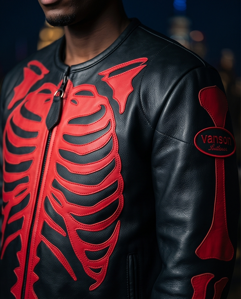 Vanson Leathers Limited Bone Skeleton Men's Jacket