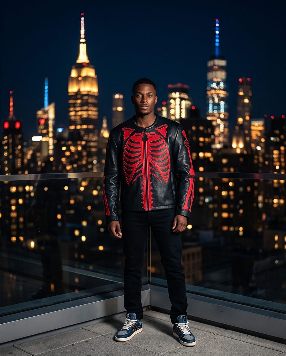 Vanson Leathers Limited Bone Skeleton Men's Jacket