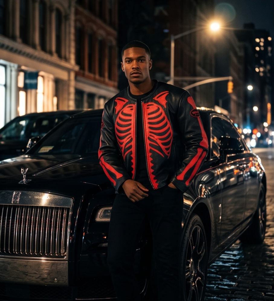 Vanson Leathers Limited Bone Skeleton Men's Jacket